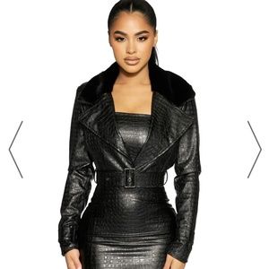 Cropped Faux Leather Jacket